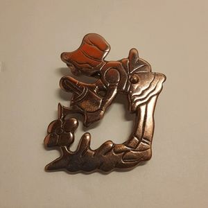 Vintage Antique Girl Watering Flower Pin